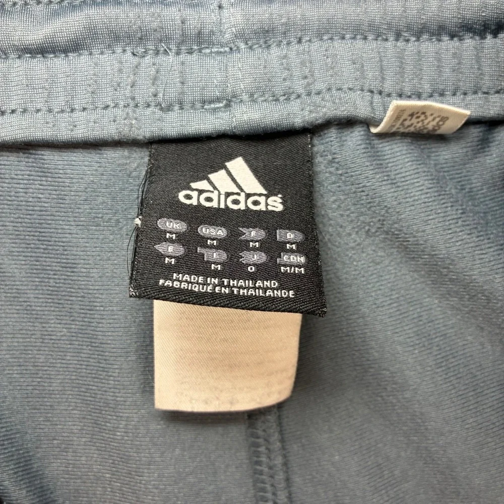 Y2K Adidas Baggy Track Pants Men M Gray Black Relaxed Sweatpants Drawstring